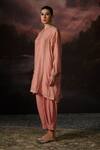 Shop_Swatti Kapoor_Pink Chanderi, Cotton Round Neck Zia Woven Kaftan Set _Online_at_Aza_Fashions