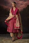 Buy_Swatti Kapoor_Pink Cotton Embroidery V-neck Zoya Woven Kurta Set _at_Aza_Fashions
