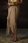 Shop_Swatti Kapoor_Gold Round Neck Malik Floral Woven Gilet And Skirt Set _Online_at_Aza_Fashions