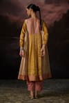 Shop_Swatti Kapoor_Yellow Round Neck Gul Stripe Woven Kurta Set _at_Aza_Fashions