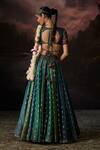 Shop_Swatti Kapoor_Blue Embroidery V-neck Asma Floral Woven Blouse _at_Aza_Fashions