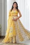 Buy_Pasha India_Yellow Satin, Silk Embroidery Round Neck Kesar Kali Lehenga Set _at_Aza_Fashions