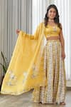 Shop_Pasha India_Yellow Satin, Silk Embroidery Round Neck Kesar Kali Lehenga Set _Online_at_Aza_Fashions
