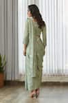 Shop_Pasha India_Green Silk, Satin Embroidery Round Neck Tulsi Blouse With Dhoti Pant Saree _at_Aza_Fashions