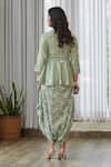 Shop_Pasha India_Green Cotton, Rayon Embroidery Collared Tulsi Peplum Dhoti Jumpsuit _at_Aza_Fashions