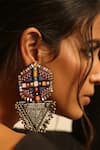 Shop_NAKHREWAALI_Multi Color Embroidery Banajaran Earrings _at_Aza_Fashions