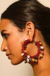 Buy_NAKHREWAALI_Multi Color Stones Siyaapa Hoop Earrings _at_Aza_Fashions