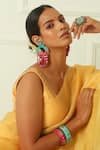 Buy_NAKHREWAALI_Blue Embroidery, Tassels Morni Earrings _at_Aza_Fashions