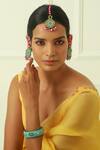 Shop_NAKHREWAALI_Blue Pushpa Embellished Earrings _at_Aza_Fashions