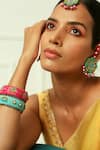 Buy_NAKHREWAALI_Blue Pushpa Embellished Earrings _Online_at_Aza_Fashions