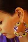 NAKHREWAALI_Purple Embroidery Rani Sa Color Block Earrings _Online_at_Aza_Fashions