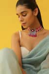 Shop_NAKHREWAALI_Multi Color Handcrafted Evil Eye Choker _at_Aza_Fashions