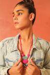 Shop_NAKHREWAALI_Blue Iykyk Beaded Necklace _at_Aza_Fashions
