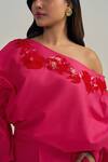 Buy_Neetiandmudita_Fuchsia Cotton Embroidery Asymmetric Flame Top _Online_at_Aza_Fashions