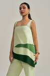 Neetiandmudita_Green Cotton Square Neck Meadow Contrast Top _Online_at_Aza_Fashions