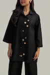 Neetiandmudita_Black Cotton Collared Placket Play Shirt _Online_at_Aza_Fashions