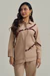 Buy_Neetiandmudita_Brown Cotton Collared Twill Trim Shirt _at_Aza_Fashions