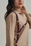 Buy_Neetiandmudita_Brown Cotton Collared Twill Trim Shirt _Online_at_Aza_Fashions