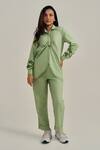Buy_Neetiandmudita_Green Cotton Sequins Collared Cuff Story Pant Set _at_Aza_Fashions