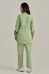Shop_Neetiandmudita_Green Cotton Sequins Collared Cuff Story Pant Set _at_Aza_Fashions