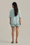 Shop_Neetiandmudita_Blue Crepe Round Neck Morning Dew Shorts Co-ord Set _at_Aza_Fashions