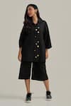 Buy Neetiandmudita Black Cotton Collared Placket Play Shorts Co-ord Set Online at Aza Fashions Buy_Neetiandmudita_Black Cotton Collared Placket Play Shorts Co-ord Set _Online_at_Aza_Fashions