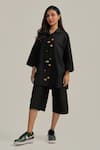 Neetiandmudita Black Cotton Collared Placket Play Shorts Co-ord Set at Aza Fashions Neetiandmudita_Black Cotton Collared Placket Play Shorts Co-ord Set _at_Aza_Fashions