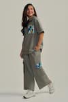 Buy_Neetiandmudita_Gray Cotton Sequins Collared Pocket Theory Pant Co-ord Set _Online_at_Aza_Fashions