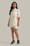 Shop Neetiandmudita Ivory Cotton Sequins Collared Ruffle Glimmer Shorts Co-ord Set Online at Aza Fashions Shop_Neetiandmudita_Ivory Cotton Sequins Collared Ruffle Glimmer Shorts Co-ord Set _Online_at_Aza_Fashions