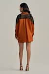 Shop_Neetiandmudita_Orange Cotton Collared Rust Reverie Shorts Co-ord Set _at_Aza_Fashions
