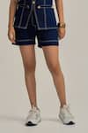 Neetiandmudita_Blue Denim Round Neck Sunchaser Shorts Co-ord Set _Online_at_Aza_Fashions
