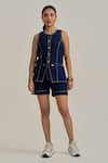Buy_Neetiandmudita_Blue Denim Round Neck Sunchaser Shorts Co-ord Set _at_Aza_Fashions