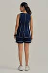 Shop_Neetiandmudita_Blue Denim Round Neck Sunchaser Shorts Co-ord Set _at_Aza_Fashions