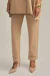 Neetiandmudita Brown Crepe Collared The Tan Stitch Pant Co-ord Set Online at Aza Fashions Neetiandmudita_Brown Crepe Collared The Tan Stitch Pant Co-ord Set _Online_at_Aza_Fashions