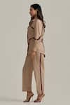 Buy Neetiandmudita Brown Cotton Collared Twill Trim Pant Co-ord Set Online at Aza Fashions Buy_Neetiandmudita_Brown Cotton Collared Twill Trim Pant Co-ord Set _Online_at_Aza_Fashions