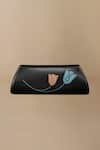 Ampm_Black Embroidery Mia Clutch _Online_at_Aza_Fashions