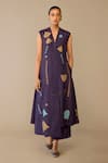 Buy_Ampm_Purple Silk Embroidery V-neck Zia Jacket Palazzo Set _at_Aza_Fashions