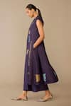 Buy_Ampm_Purple Silk Embroidery V-neck Zia Jacket Palazzo Set _Online_at_Aza_Fashions
