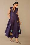 Ampm_Purple Silk Embroidery V-neck Zia Jacket Palazzo Set _at_Aza_Fashions