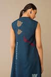 Buy_Ampm_Blue Silk Embroidery V-neck Zia Jacket Palazzo Set _Online_at_Aza_Fashions