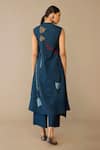 Shop_Ampm_Blue Silk Embroidery V-neck Zia Jacket Palazzo Set _at_Aza_Fashions