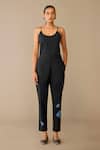Buy_Ampm_Black Poplin Embroidery Collared, Round Neck Neima Shirt Pant Set _Online_at_Aza_Fashions