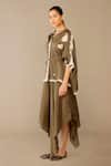 Buy_Ampm_Taupe Satin, Organza Round Neck Refa Draped Skirt Set _Online_at_Aza_Fashions