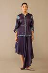 Buy_Ampm_Purple Satin, Organza Collared Refa Draped Skirt Set _Online_at_Aza_Fashions
