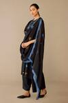 Shop_Ampm_Black Chanderi Embroidery Round Neck Shaza Kurta Set _Online_at_Aza_Fashions