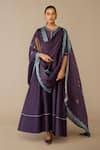 Buy_Ampm_Purple Chanderi Round Neck Viha Kurta Set _at_Aza_Fashions