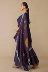 Ampm_Purple Chanderi Round Neck Viha Kurta Set _at_Aza_Fashions