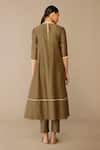 Shop_Ampm_Taupe Chanderi Round Neck Erisha Kurta Set _at_Aza_Fashions