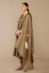 Shop_Ampm_Taupe Chanderi Round Neck Erisha Kurta Set _Online_at_Aza_Fashions
