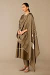 Ampm_Taupe Chanderi Round Neck Erisha Kurta Set _at_Aza_Fashions